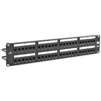 Hubbell Wiring Device-Kellems NEXTSPEED HP648 Telephone Loaded Patch Panel, 48 Ports, Cat 6, Composite/Steel