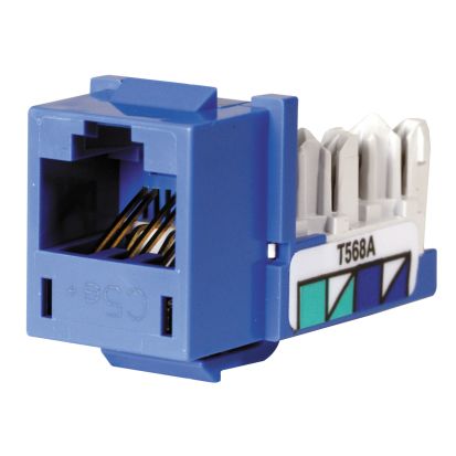 Hubbell Wiring Device-Kellems XCELERATOR™ SPEEDGAIN HXJ5EB Standard Universal Modular Jack, Cat 5e Module, Keystone Mount, 1 Port, Thermoplastic, Blue