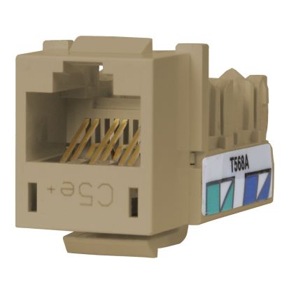 Hubbell Wiring Device-Kellems SPEEDGAIN XCELERATOR™ HXJ5EEI Cat 5e Modular Jack, Keystone Mount, 1 Port, Thermoplastic, Electric Ivory