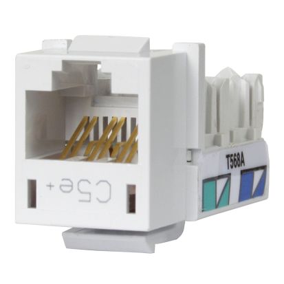 Hubbell Wiring Device-Kellems XCELERATOR™ SPEEDGAIN HXJ5EW Standard Universal Modular Jack, Cat 5e Module, Keystone Mount, 1 Port, Thermoplastic, White