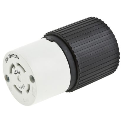 Hubbell Wiring Device-Kellems Hubbell Pro™ Twist-Lock L1630C 3-Phase Female Grounding Standard Locking Connector, 480 VAC, 30 A, 3 Poles, 4 Wires, Black/White
