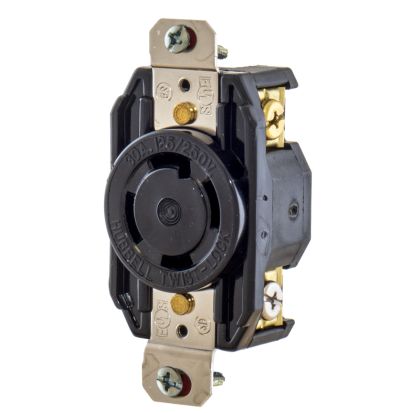 Hubbell Wiring Device-Kellems Select Spec™ Twist-Lock L1630R 3-Phase Heavy Duty Grounding Single Standard Locking Receptacle, 480 VAC, 30 A, 3 Poles, 4 Wires, Black