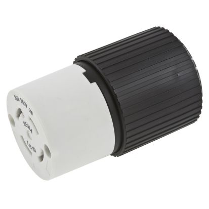 Hubbell Wiring Device-Kellems Hubbell Pro™ Twist-Lock L1520C 3-Phase Female Grounding Standard Locking Connector, 250 VAC, 20 A, 3 Poles, 4 Wires, Black/White