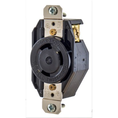 Hubbell Wiring Device-Kellems Select Spec™ Twist-Lock L630R 1-Phase Grounding Standard Single Locking Receptacle, 250 VAC, 30 A, 2 Poles, 3 Wires, Black