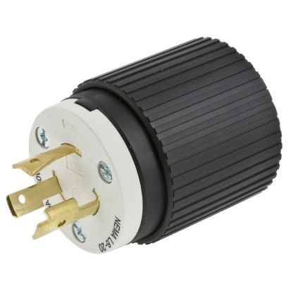 Hubbell Wiring Device-Kellems Twist-Lock L715P Grounding Standard Sized Locking Male Plug, 277 VAC, 15 A, 2 Poles, 3 Wires, Black