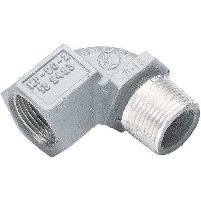 Hubbell Killark MF-90-2 Male/Female Conduit Elbow, 3/4 in Trade, 90 deg, Aluminum, Electro-Static Powder Coated