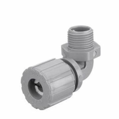 Hubbell Wiring Device-Kellems NHC1022CR 90 deg Form 2 Standard Duty Cord Connector, 1/2 in NPT Trade, 1 Conductor, 0.25 to 0.38 in Cable Openings, Nylon, Smooth