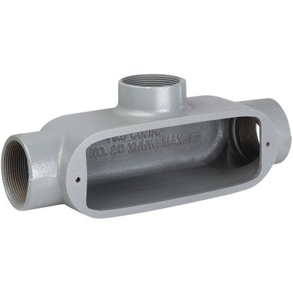 Hubbell Killark OT-2 O Series Type T Conduit Body, 3/4 in Hub, 7 cu-in Capacity, Copper Free Aluminum, Powder Coated