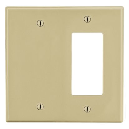 Hubbell Wiring Device-Kellems P1326I Wallplate, 2-Gang, 1) Decorator 1) Box Mount Blank, Ivory