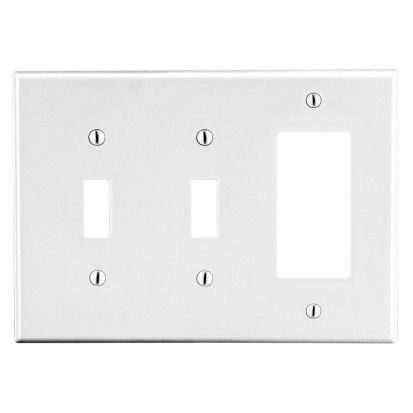Hubbell Wiring Device-Kellems P226W Wallplate, 3-Gang, 2) Toggle 1) Decorator, White