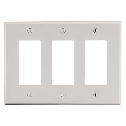 Hubbell Wiring Device-Kellems P263LA Wallplate, 3-Gang, 3) Decorator, Light Almond