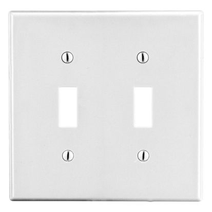 Hubbell Wiring Device-Kellems P2W Wallplate, 2-Gang, 2) Toggle, White