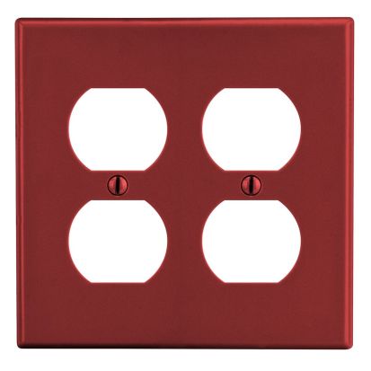 Hubbell Wiring Device-Kellems P82R Wallplate, 2-Gang, 2) Duplex, Red