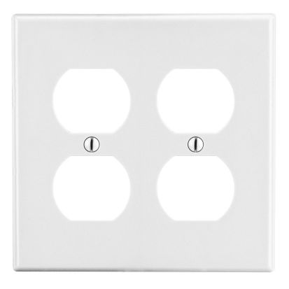 Hubbell Wiring Device-Kellems P82W Wallplate, 2-Gang, 2) Duplex, White