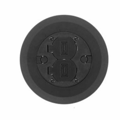 Hubbell Wiring Device-Kellems PFBCBLA Duplex Multi-Service Non-Metallic Round Single Standard Cover Flange Assembly, For Use With Flush Floor and Wall Box, Thermoplastic ABS