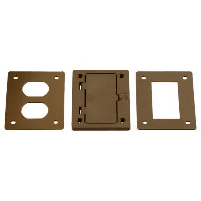 Hubbell Wiring Device-Kellems PFBR826BRA Duplex/Decorator Insert Rectangular Standard Device Plate, 4.15 in L x 2.97 in W, For Use With Flush Floor Box, PVC