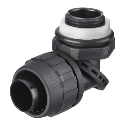 Hubbell Wiring Device-Kellems PolyTuff SwivelLok PS0759NBK Flexible Multi-Position Conduit Liquidtight Connector, 3/4 in Trade, 1.09 to 1.14 in Cable Openings, Nylon, Smooth