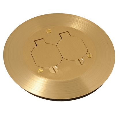 Hubbell RACO RAC5500KIT Floor Box Cover Kit With (2) Lift Lids, 6-1/4 in Dia, Solid Brass