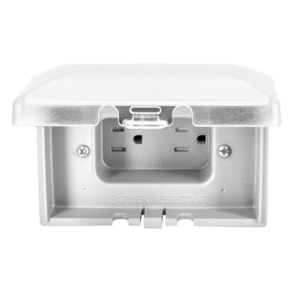 Hubbell Wiring Device - Kellems RW15300W Duplex Tamper/Weather-Resistant Straight Blade Receptacle With Horizontal Weatherproof Cover