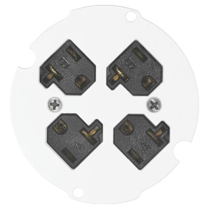 Hubbell Wiring Device-Kellems ScrubShield SystemOne S1R4SPQUAD Standard Sized Sub Plate With (4) 20 A 120 VAC Pre-Wired Receptacles, 4 in Dia, Composite