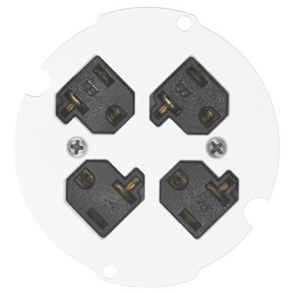 Hubbell Wiring Device-Kellems ScrubShield® SystemOne S1R4SPQUAD Standard Sized Sub Plate With (4) 20 A 120 VAC Pre-Wired Receptacles, 4 in Dia, Composite