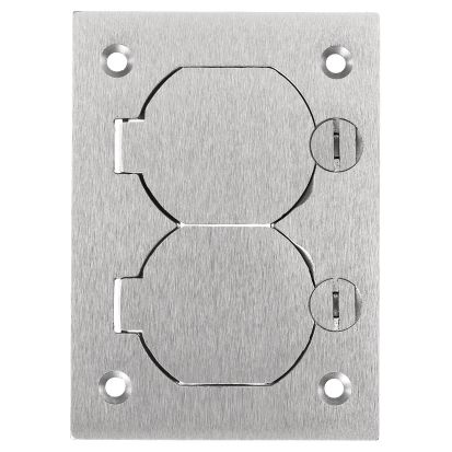 Hubbell Wiring Device-Kellems SA3825 1-Gang Duplex Flap Rectangular Standard Floor Box Cover, 4.35 in L x 3.1 in W, For Use With Metallic Flush Concrete Floor Box, Aluminum