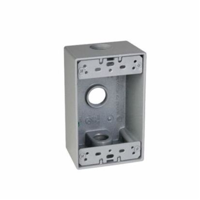Hubbell TAYMAC SB350S Weatherproof Outlet Box, Die Cast Metal, 18 cu-in, 1 Gang, 3 Outlets