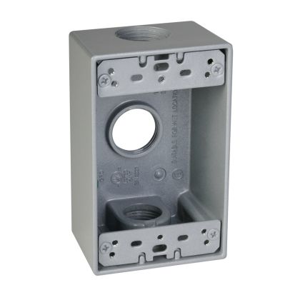 Hubbell TAYMAC SB375S Weatherproof Outlet Box, Die Cast Metal, 18.3 cu-in, 1 Gang, 3 Outlets