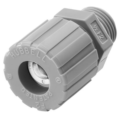 Hubbell Wiring Device-Kellems SHC1022CR Form 2 Standard Duty Cord Connector, 1/2 in NPT Trade, 1 Conductor, 0.25 to 0.38 in Cable Openings, Nylon, Smooth