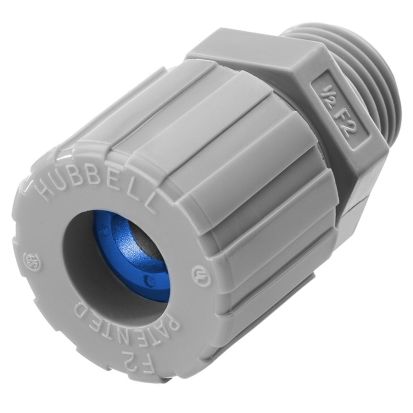 Hubbell Wiring Device-Kellems SHC1023CR Form 2 Standard Duty Cord Connector, 1/2 in NPT Trade, 1 Conductors, 0.38 to 0.5 in Cable Openings, Nylon, Smooth