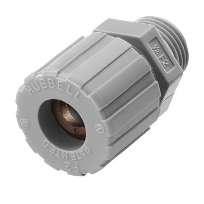 Hubbell Wiring Device-Kellems SHC1024CR Form 2 Standard Duty Cord Connector, 1/2 in NPT Trade, 1 Conductor, 0.5 to 0.63 in Cable Openings, Nylon, Smooth