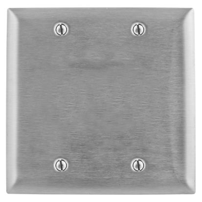 Hubbell Wiring Device-Kellems SS23 Standard Blank Wall Plate, 2 Gangs, 4.5 in H x 4.6 in W, 302/304 Stainless Steel, Metallic