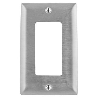 Hubbell Wiring Device-Kellems SS26 Standard Wallplate, 1 Gang, 4.5 in H x 2.87 in W, 302/304 Stainless Steel