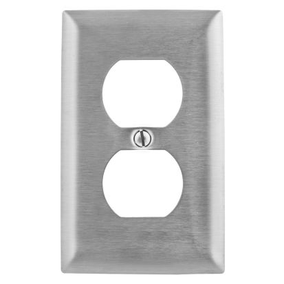 Hubbell Wiring Device-Kellems SS8 Standard Wallplate, 1 Gang, 4.5 in H x 2.87 in W, 302/304 Stainless Steel