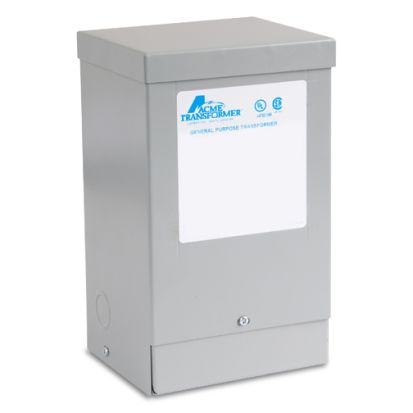 Hubbell Acme TF279260S Dry Distribution Transformer, 190/208/220/240/380/416/440/480 VAC Primary, 120/240 VAC Secondary, 1 kVA Power Rating, 50/60 Hz, 1 Phase
