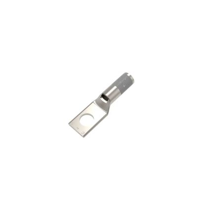 Hubbell BURNDY HYLUG™ YA4CLBOX YA-L 1-Hole Compression Lug With Inspection Window, 4 AWG Stranded Copper Conductor, Die Code: 8, 1/4 in Stud, Electro-Tin Plated Copper