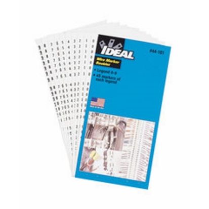 IDEAL® 44-110 Pre-Printed Wire Marker Booklet, 1-1/2 in L x 1/4 in W, Black/White, Plastic Impregnated Cloth