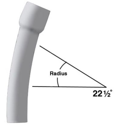 CANTEX 5123732 Bell End Conduit Elbow, 6 in Trade, 22-1/2 deg, PVC