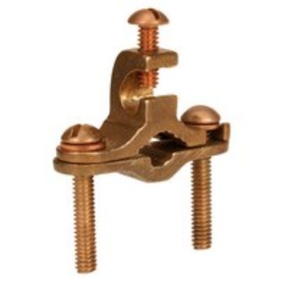 nVent ILSCO BGC-2T-DB Type BGDB Grounding Clamp, 1/2 to 1 in Rod, 10 to 2 AWG Conductor, Bronze