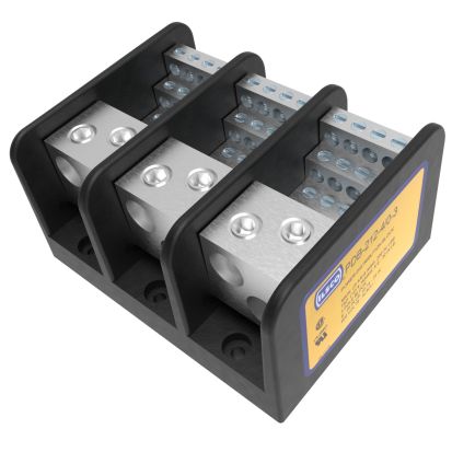 nVent ILSCO PDB-212-4/0-3 Type PDB Mechanical Medium Power Distribution Block, 600 VAC, 460 A, 3 Poles, 6 to 4/0 AWG, 14 to 4 AWG Wire, Aluminum Alloy