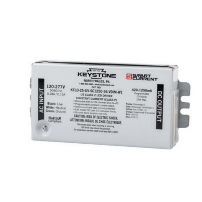 Keystone Lighting KTLD-25-UV-SC1250-56-VDIM-W1/USB Compact Programmable LED Driver