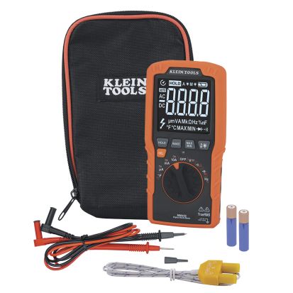 Klein® Slim Digital Multimeter, TRMS Auto-Ranging, 600V, Temp