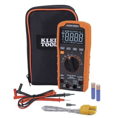 Klein® Digital Multimeter, TRMS Auto-Ranging, 1000V, Temp, Low Impedance