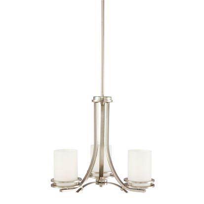 Kichler® 1671NI Hendrik™ 1-Tier Contemporary Small Chandelier, (3) A-19 Incandescent Lamp, 120 VAC, Brushed Nickel Housing