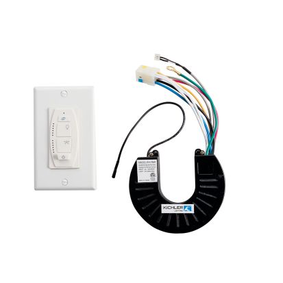 Kichler® 370036WHTR 6-Speed DC Wall Transmitter, For Use With Ceiling Fan, 120 VAC, Plastic, White