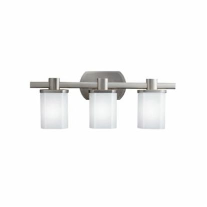 Kichler® 5053NI Lege 3-Arm Contemporary Bath Light, (3) A19 Incandescent Lamp, 120 VAC, Brushed nickel Housing