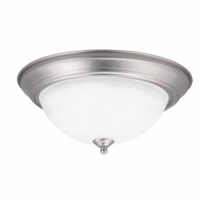 Kichler® 8112NI Utilitarian Flush Mount Light, (2) A-19 Incandescent Lamp, 120 VAC, Brushed Nickel Plated Housing