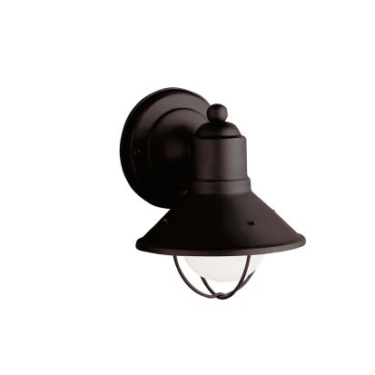 Kichler® 9021BK 9021 Seaside™ Lodge/Country/Rustic Small Outdoor Wall Light, (1) A-19 Incandescent Lamp, 600 W Fixture, 120 VAC, Black Painted Housing