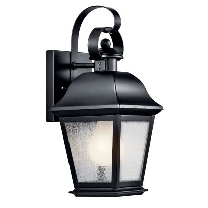 Kichler® 9707BK 9707 Mount Vernon™ Small Traditional Outdoor Wall Light, (1) A-19 Incandescent Lamp, 1000 W Fixture, 120 VAC, Black Housing