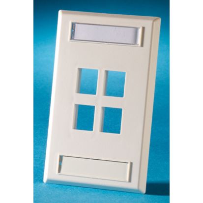 Legrand Ortronics® OR-KSFP4 TechChoice Modular Jack Faceplate, 1 Gang, 4 Ports, Snap-In Mount, Plastic